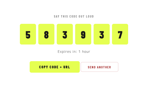 口頭で伝える — 6桁のコードを相手に伝える